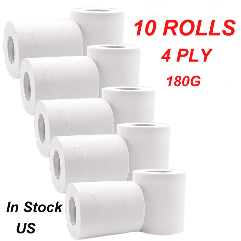 Ультра мягкая белая туалетная бумага 10 рулонов 4 слоя для ванной рулон Высокая