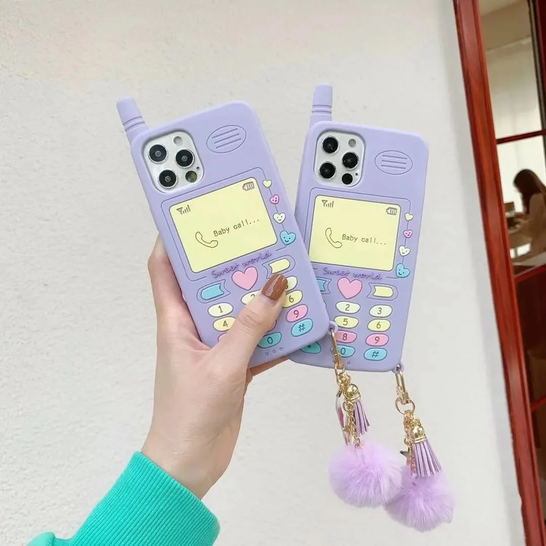 

3D Cute Purple Cell Phone Case For iPhone 12 11 Pro Max Mini XR XS MAX 8 X 7 6S 6 Plus SE 2020 Soft Silicone Back Cover