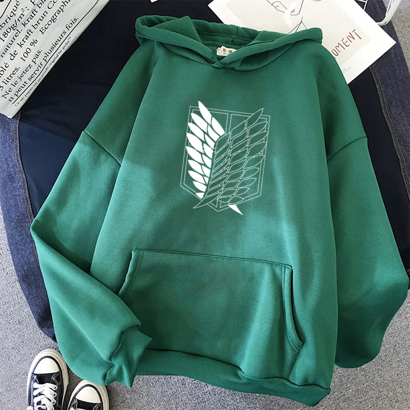 

2021 Hot Japanese Anime Graphic Hoodies Women Attack On Titan Harajuku Sweatshirt Unisex Female Long Sleeve Tops Woman Clothes