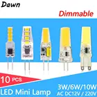 10 шт. светодиодный G4 лампа AC DC 12V 220V затемнения удара светодиодный G9 3 Вт, 6 Вт, 9 Вт cob Светодиодный Освещение Заменить галогенные Прожектор люстра