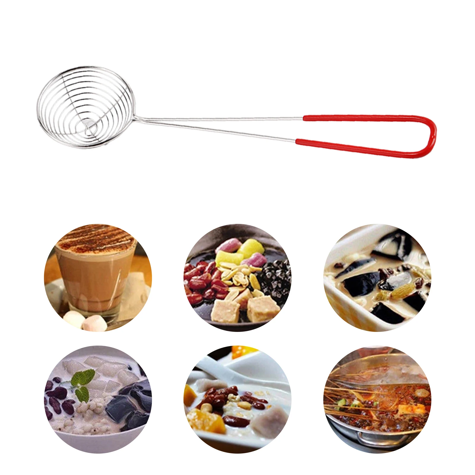 

Stainless Steel Wire Drain Scoop Hot Pot Drain Scoop Drain Oil Spill Scoop Noodles Scoop Powder Spoon Kitchen Supplies