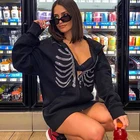 Куртка женская черная на молнии, с капюшоном, в стиле Харадзюку, с длинными рукавами