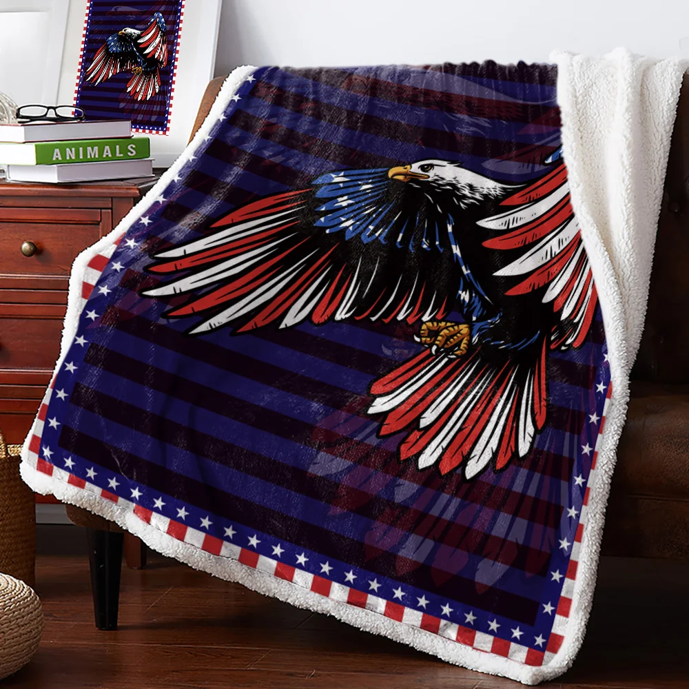 Американский Флаг Орел звезды решетки мягкое одеяло s для кровати офис диван