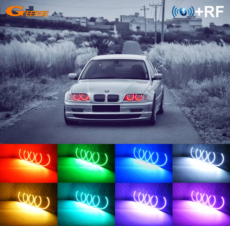 

For BMW E46 M3 Coupe Convertible 2001-2006 RF Remote Bluetooth APP Multi-Color Ultra bright RGB LED Angel Eyes halo ring