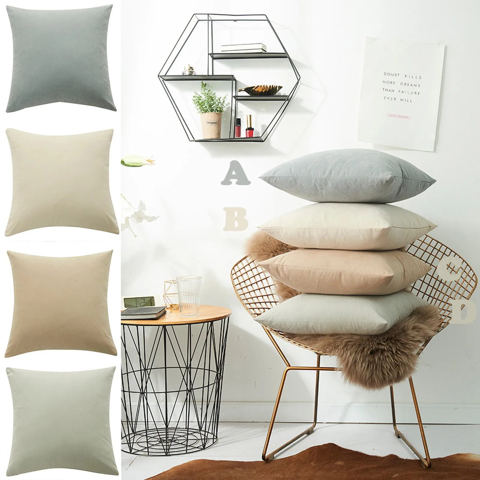 

Однотонный чехол для подушки, декоративные подушки, чехол для диванной подушки разных размеров, мягкий чехол для подушки из кораллового фли...