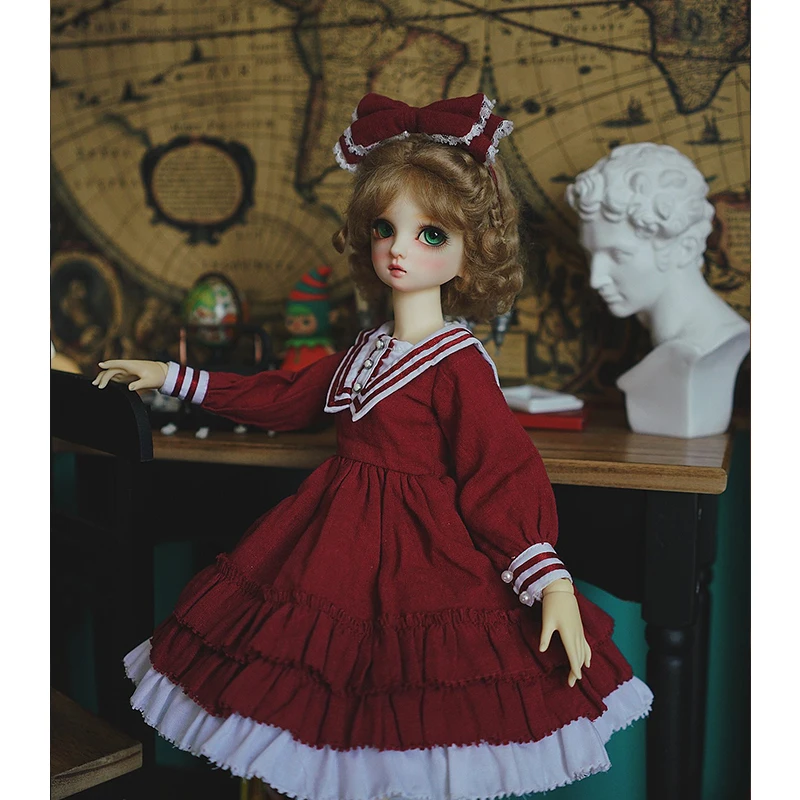 Bjd платье 1/3 1/4 1/6 BJD кукла платье+ украшение для волос+ Носки для 1/6 1/4 1/3 bjd гигантские надувные аксессуары для детской Куклы костюм красное платье - Цвет: Красный