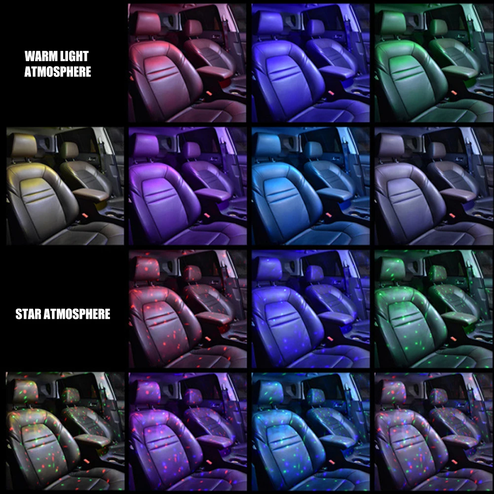 Car Interior Ambient Light 5 Mode Star Atmosphere Lamp USB Rechargeable Multi-color Cordless Decorative Dome for Auto Home | Автомобили и