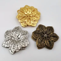 10 pieceslot 64mm antique bronzegold colorwhite k metal filigree big flower slice charms base diy jewelry accessories