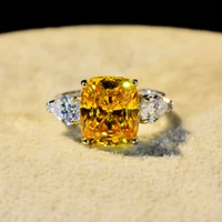 luxury 100 925 sterling silver 11ct created moissanite citrine gemstone wedding engagement ring wholesale fine jewelry