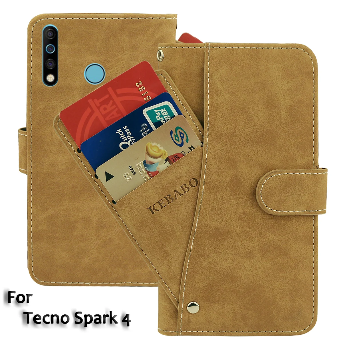 Винтажный кожаный кошелек Tecno Spark 4 флип-чехол 6 52 дюйма роскошный чехол с