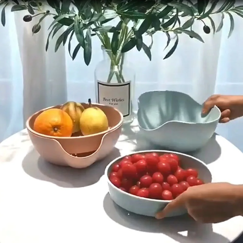 Сливная корзина фрукты Кухня Съемная двойная Слои конфетная тарелка полые
