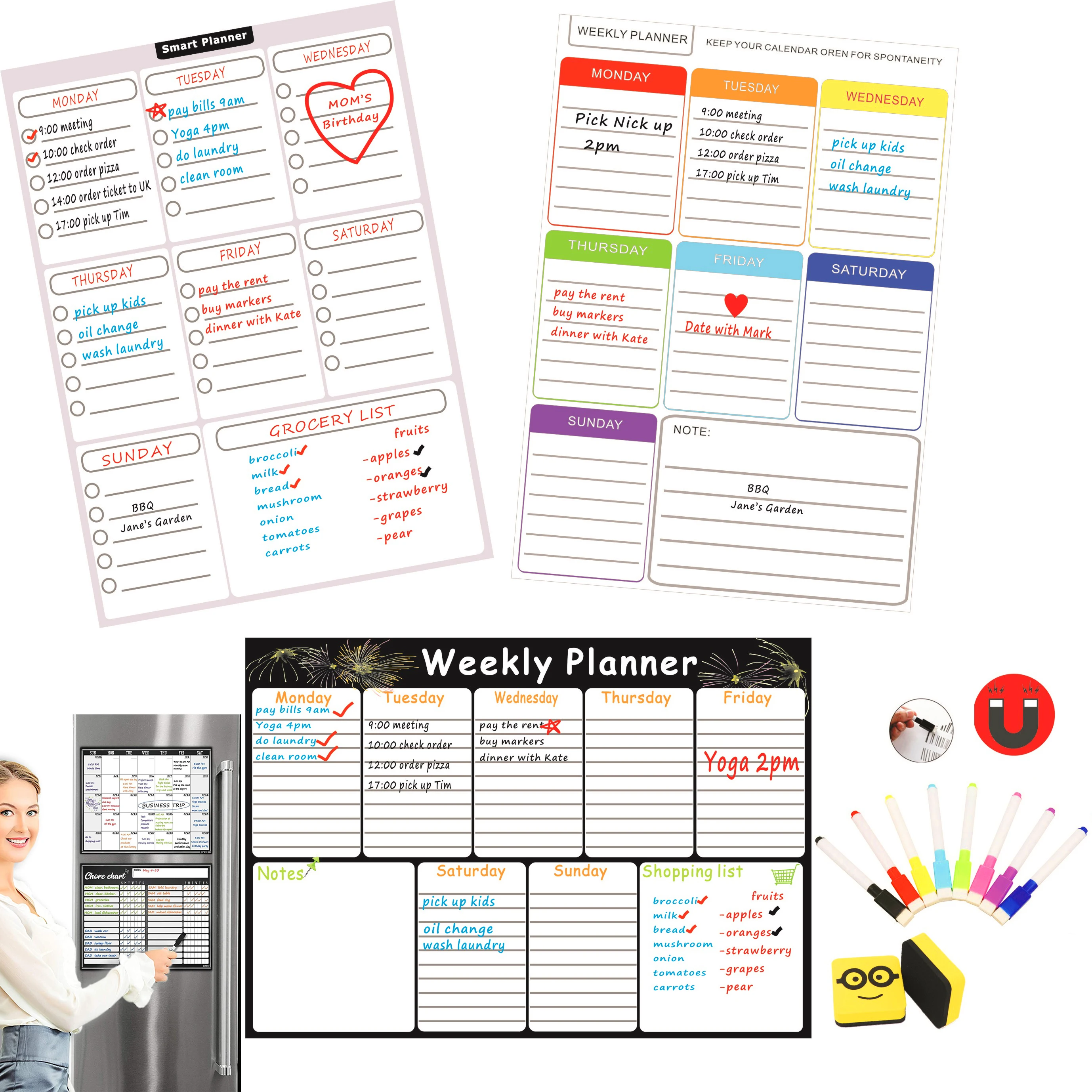 A3 Магнитный смещенная бумага для холодильник Еженедельный планировщик