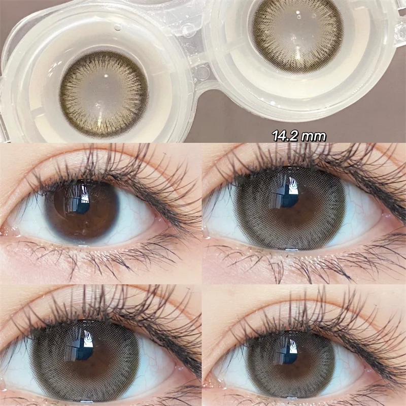 

CherryCon Sesame Gray Contact Lenses Annually yearly Colored Soft for Eyes Contact Lens Myopia Prescription degree 2pcs/Pair