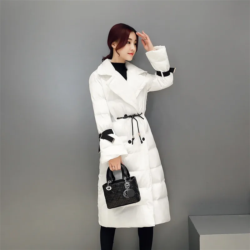Han edition Women Winter Cotton Coat High quality New lace-up Thick Slim Outerwear Fashion temperament Female Long Parka ZX0149 | Женская