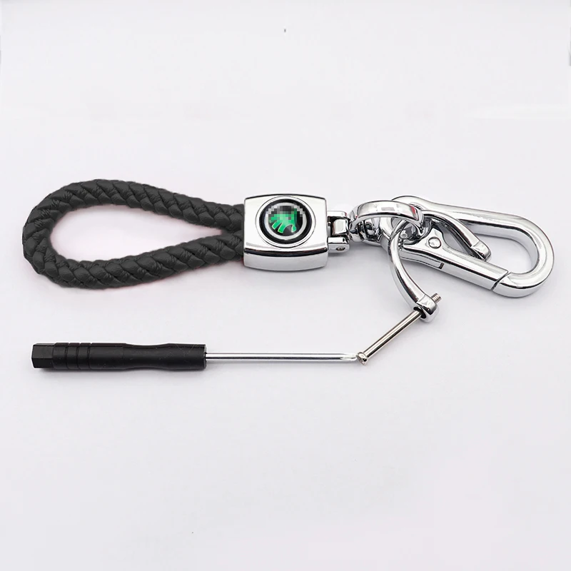 

High-quality stylish and creative leather metal logo keychains suitable for SKODA- SCALA Octavia Rapid Superb KAMIQ Kodiaq