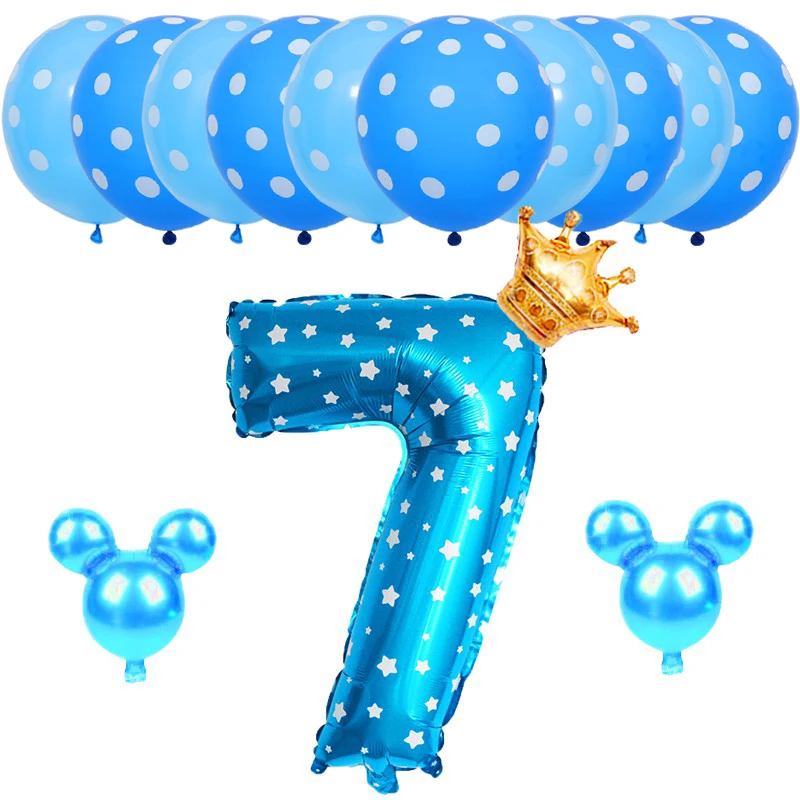 14 шт./компл. на день рождения синий номер От 1 до 3 лет воздушными шарами Цвет: