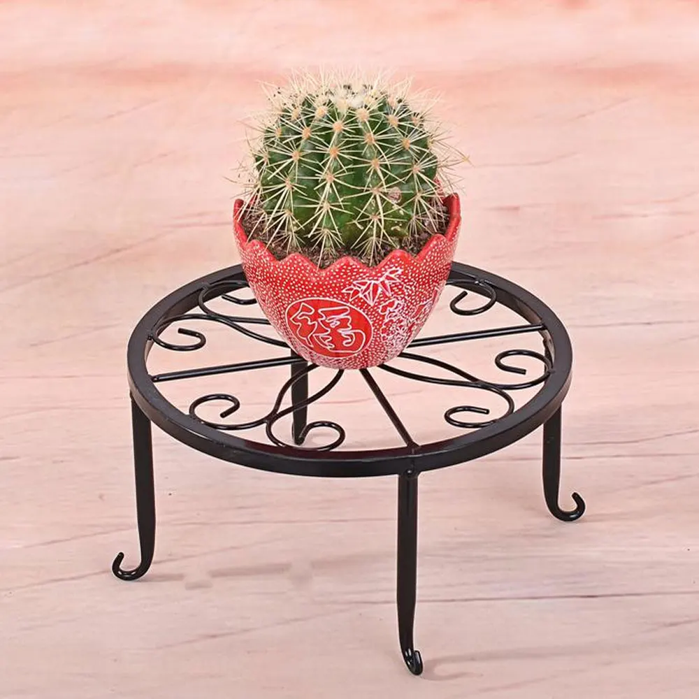 Potted Stander Wrought Iron Home Decor Classic Style Plant Balcony Create Round Garden Storage Rack Stand Floor Display Shelf