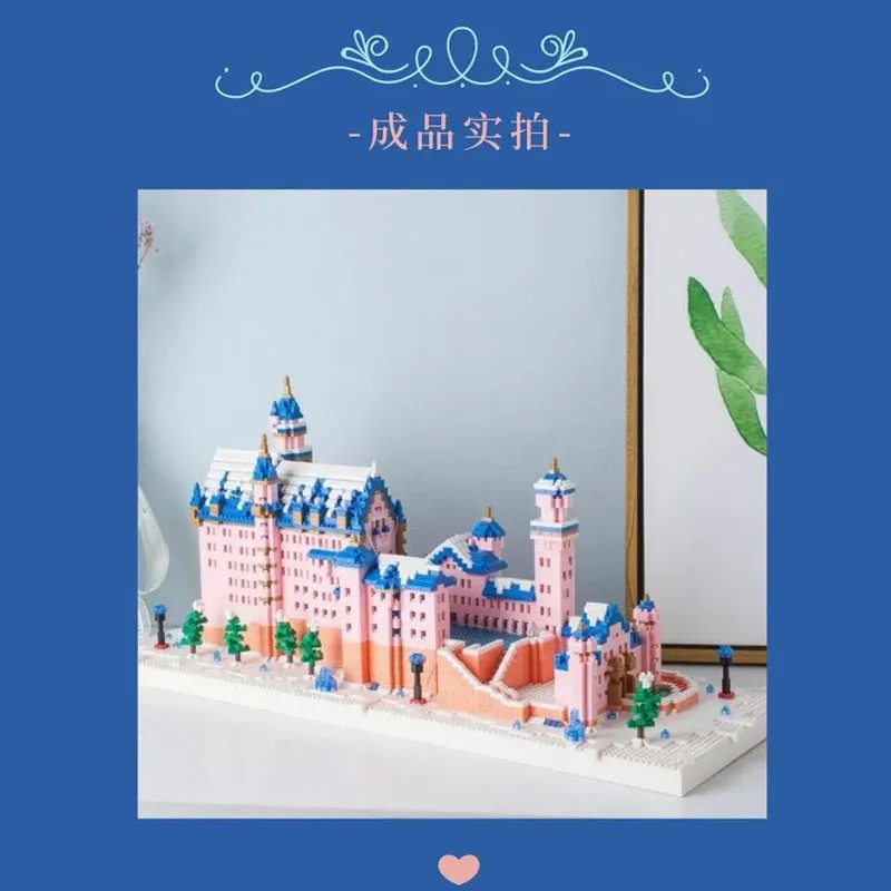 

6392 PCS 2633 Pink Swan Stone Castle Building Blocks Bricks Assembled Architecture Series Sets House Model Creator Gift Kid Girl