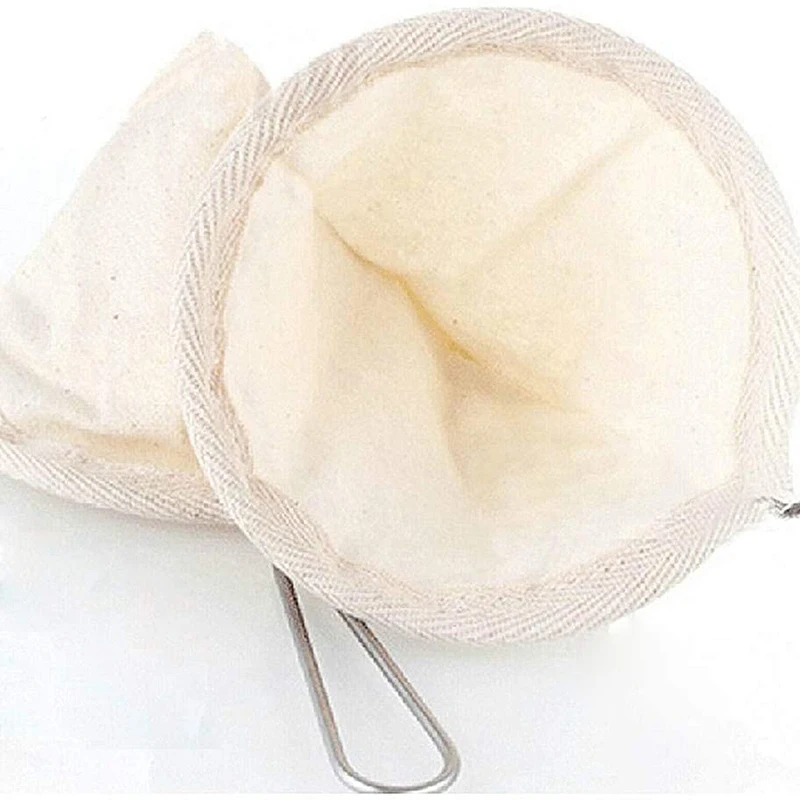 

4 Pieces Coffee Filters Flannel Cloth Coffee Filter Bag with Stainless Steel Handle for Home Kitchen Cafe