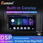 Eunavi 2Din автомобильный Радио Android 9 10,1 дюймов сенсорный экран Мультимедиа Видео плеер универсальный GPS Навигация стерео 8 ядер DSP без DVD
