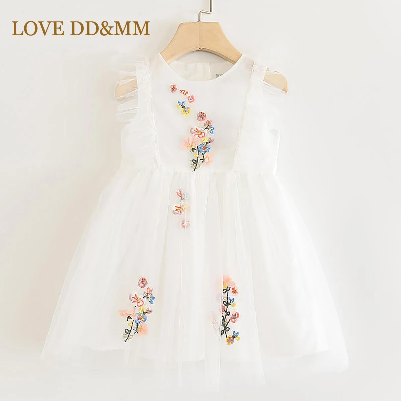 LOVE DD&ampMM Girls Dresses 2022 Summer New Children's Wear Simple Princess Embroidery Mesh Sleeveless Sweet Dress | Детская одежда