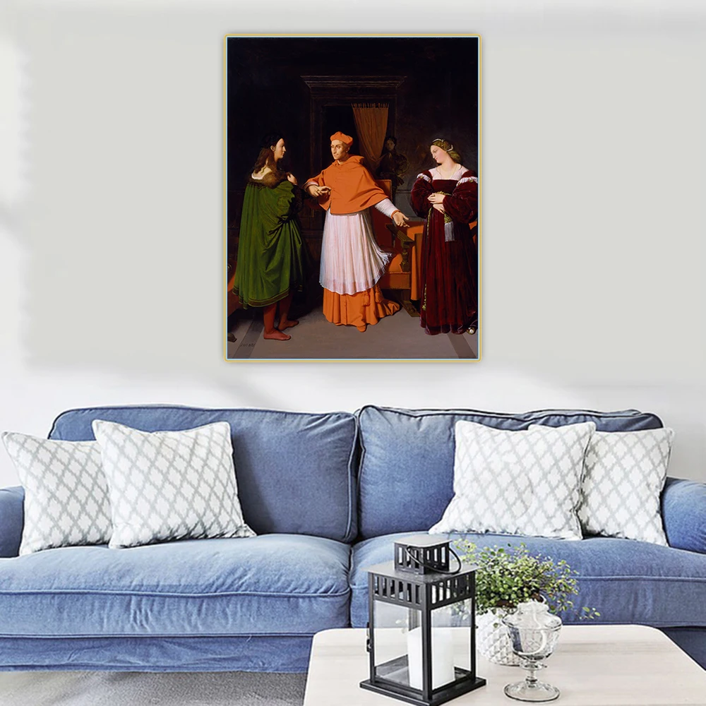 

Holover Canvas Oil Painting Ingres"The Betrothal Of Raphael And The Niece Of Cardinal Bibbiena"Western Art Decor PosterAesthetiC