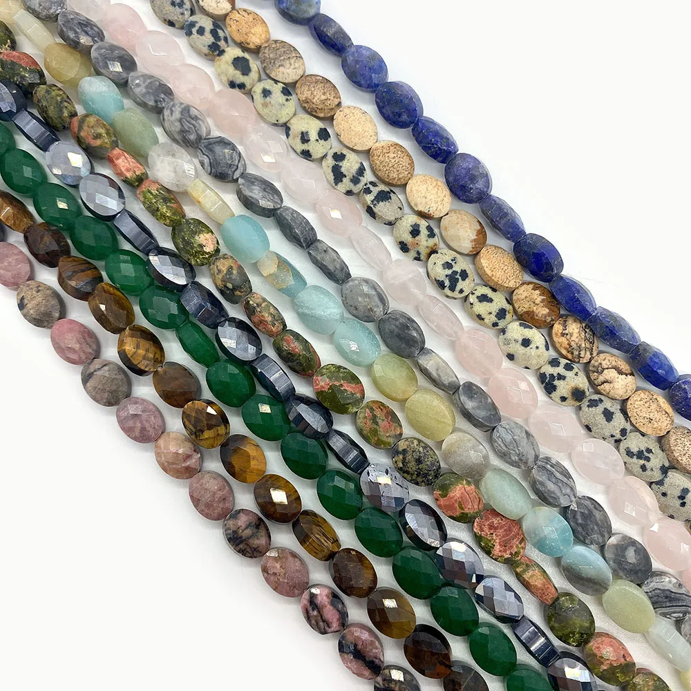 

Natural Aquamarine Gemstone Opal Crystal Stone Beads Oval Faceted Smooth Loose Spaced Beads Jewelry Making DIY Necklace Earrings