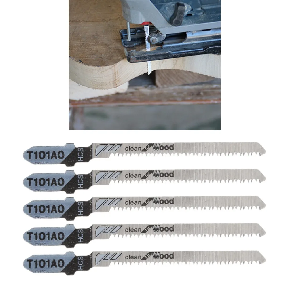 

5PCS/LOT High carbon steel curve saw blade T101AO HCS T-Shank Jigsaw Blades Curve Cutting Tool Kits For Wood Plastic