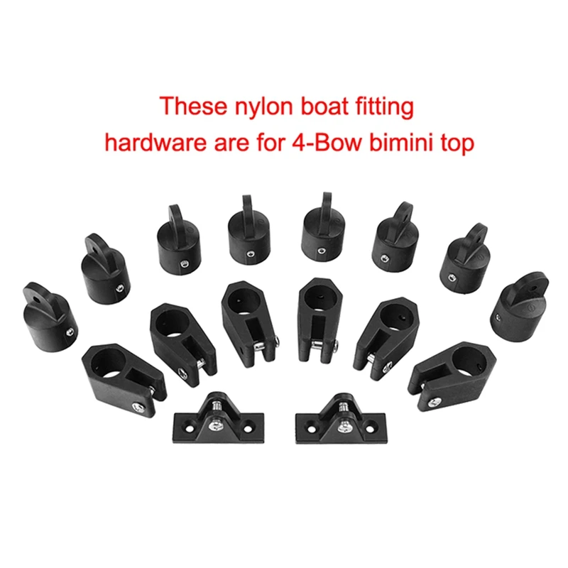 

16 Pcs Universal Boat Nylon Fittings Hardware Set Black Fits 3 Bow Bimini Top Lightweight and Durable Yacht Accessories