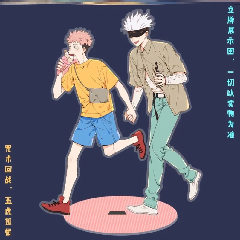 

Jujutsu кайсен Gojo Satoru Юдзи Itadori аниме фигурка на акриловой подставке модель настольный декор металлический значок брошь на булавке коллекция и...