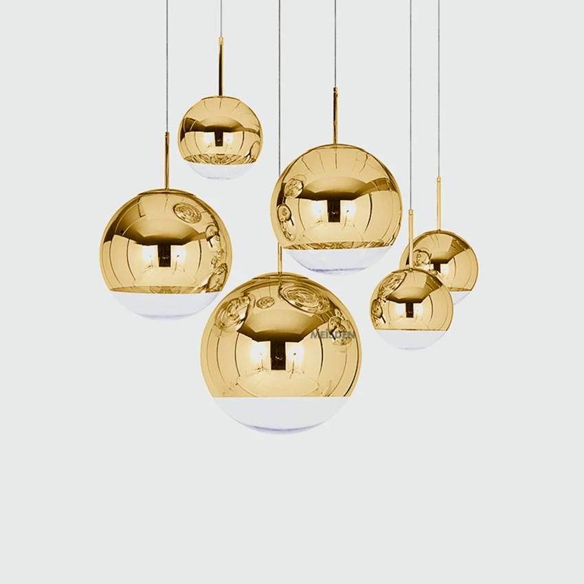

Modern Gold Silver Glass Lampshade Pendant Lights Lighting LOFT Restaurant Industrial Pendant Lamp Kitchen Lights Hanging Lamp