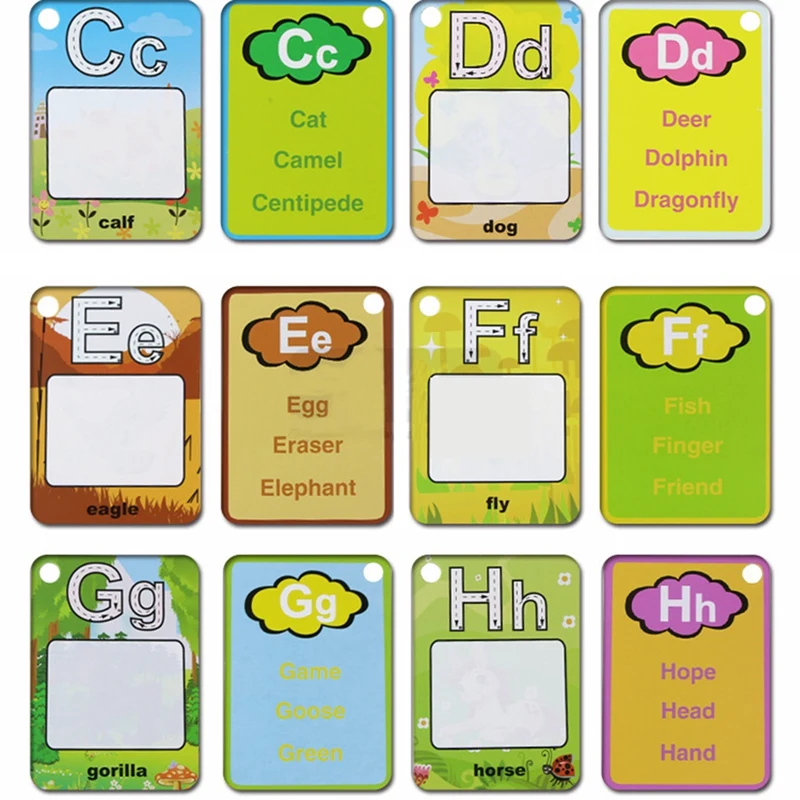 

26 English Letters Learning Card Colored Pen Set For Children Water Drawing Painting Board Cognitive Card Educational Toys