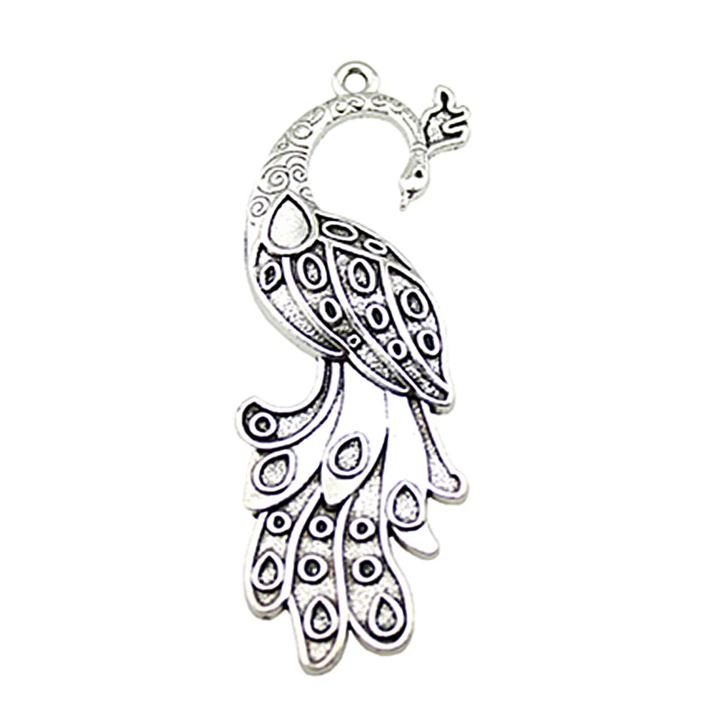 

Charms For Jewelry Making 2pcs Peacock Charms 61x21mm Antique Silver Planted