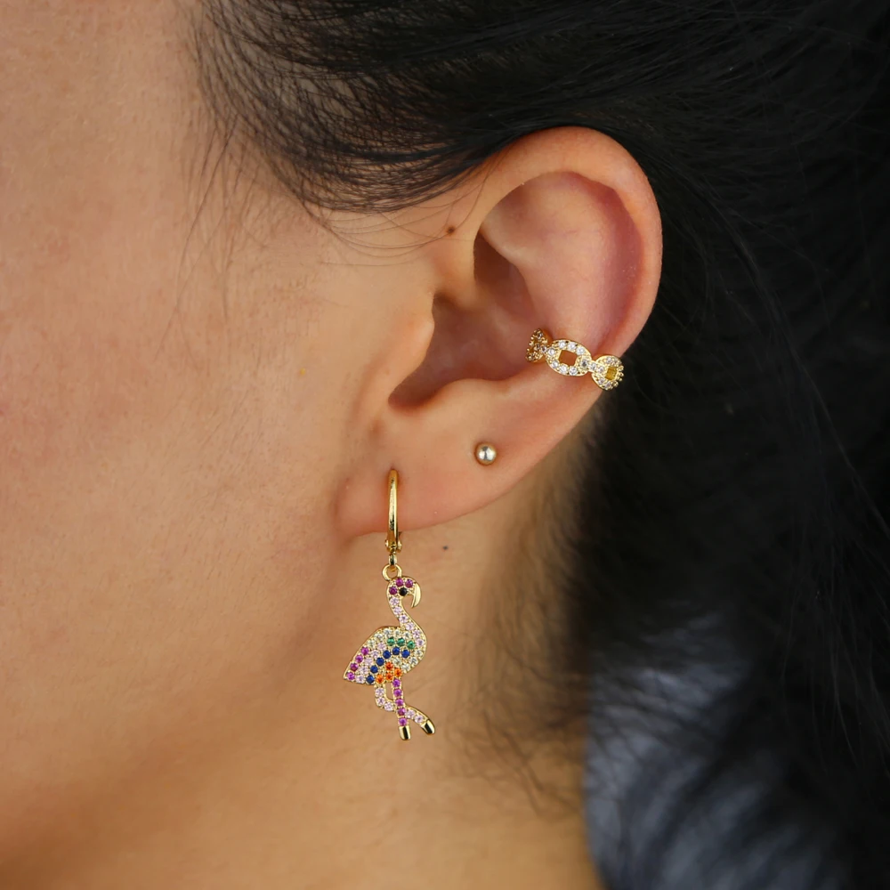 Натуральные висячие серьги с птицей фламинго ювелирные изделия животными