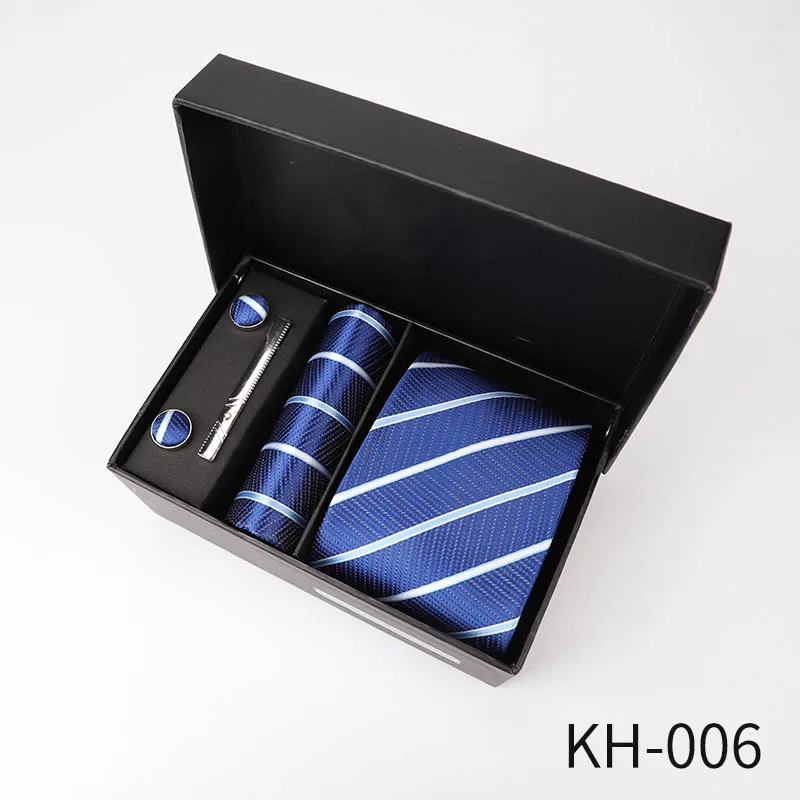 KH 006 6 шт. мужские деловые галстуки Подарочная коробка 8 см Повседневный галстук-бабочка классический Одноцветный жаккардовый полосатый Аксессуары для галстуков свадебный подарок - Цвет: KH 006