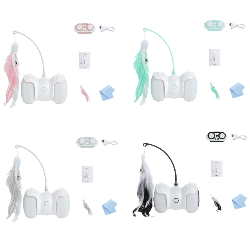 

Interactive Robotic Cat Toys Remote Control Automatic Feather Ball Teaser Toys