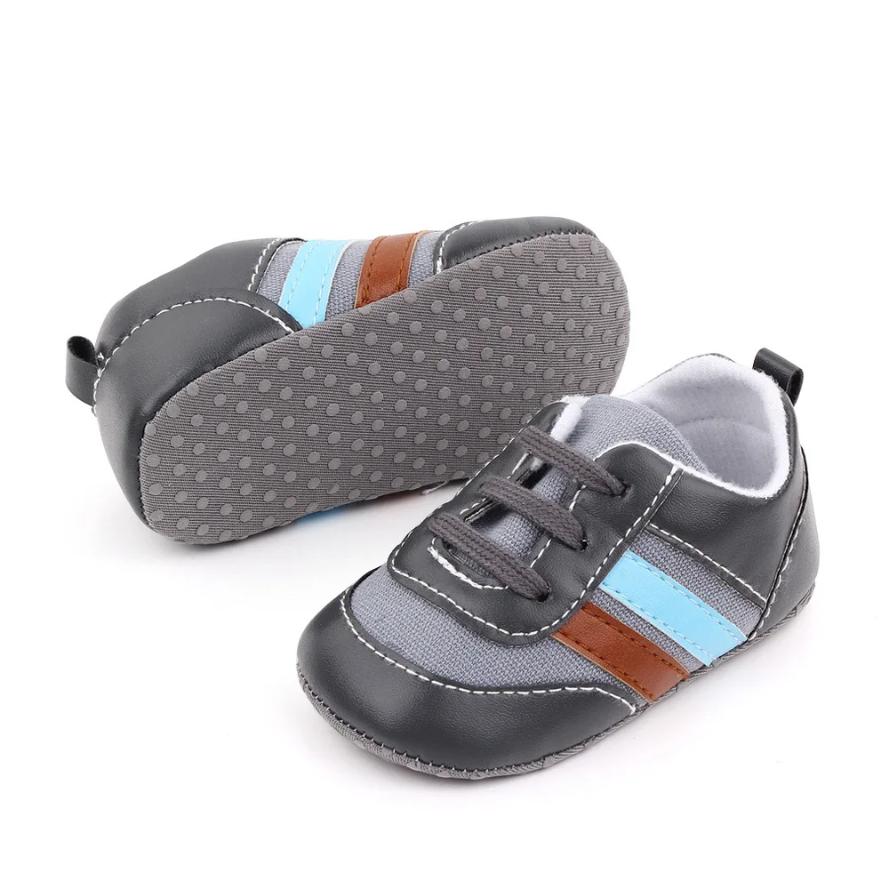 

Spring Autumn New Infants First Walkers Soft Sole Baby Boys Crib Shoes Fashion Patchwork Booties Sale