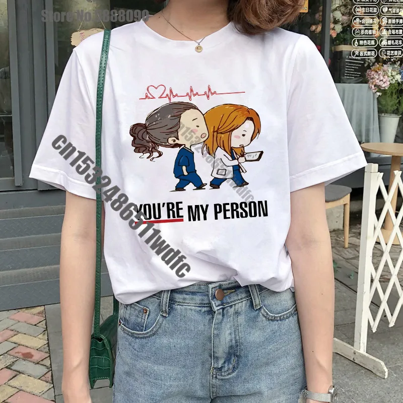 

Cartoon Greys Anatomy You're My Person Letter tshirts Women T Shirt 90s Harajuku Ullzang Fashion Tops Tee Korean tshirt Female