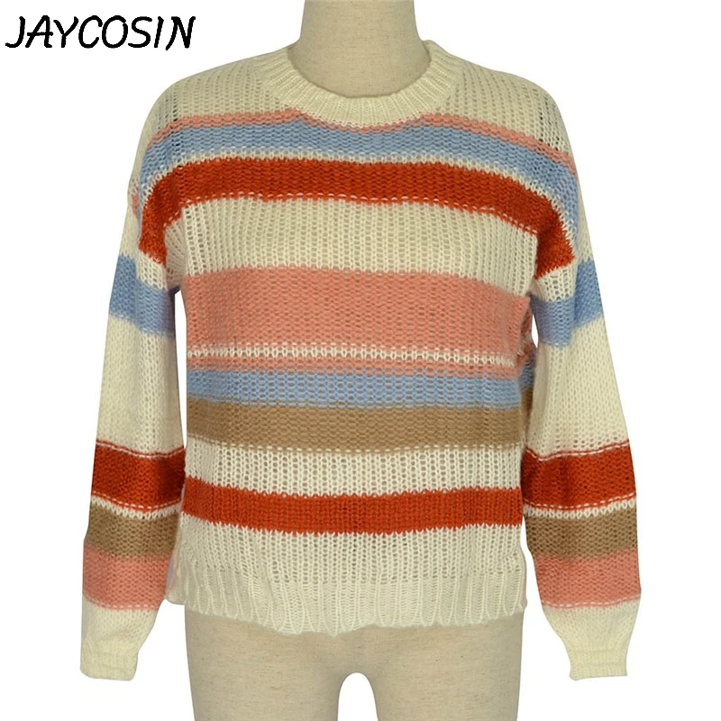 Женский свитер с круглым вырезом JAYCOSIN повседневный трикотажный пуловер в