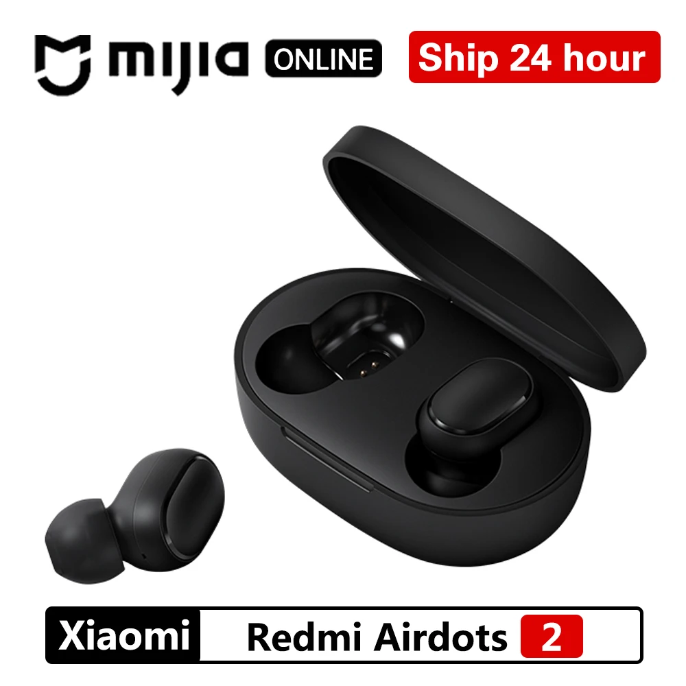 

New Original Xiaomi Redmi Airdots 2 TWS Noise Reduction Bluetooth Earphone Stereo Bass 5.0 With Mic Handsfree Earbuds AI Control