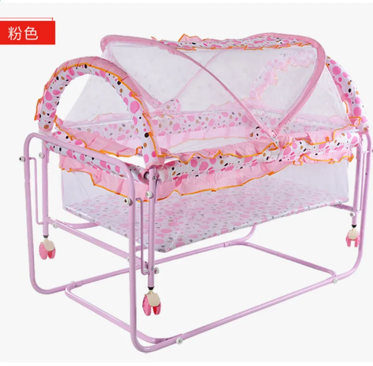 Железная кровать для новорожденных с роликом съемная Колыбель легкая