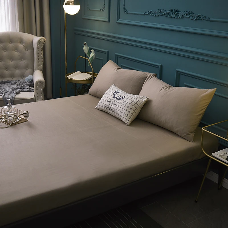 1pcs cotton Fitted Sheet High 30cm solid color Bed Sheet Four Corners With Elastic Band Mattress Cover 90x200cm/200x220cm