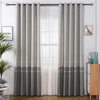 makehome japan styel linen cotton window modern curtains for bedroom living room elegant jacquard thick solid color curtain