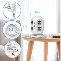 tessan tower power strip with 2m extension cable eu standard plug with 4 usb ports and 8 eu outlets surge protection socket