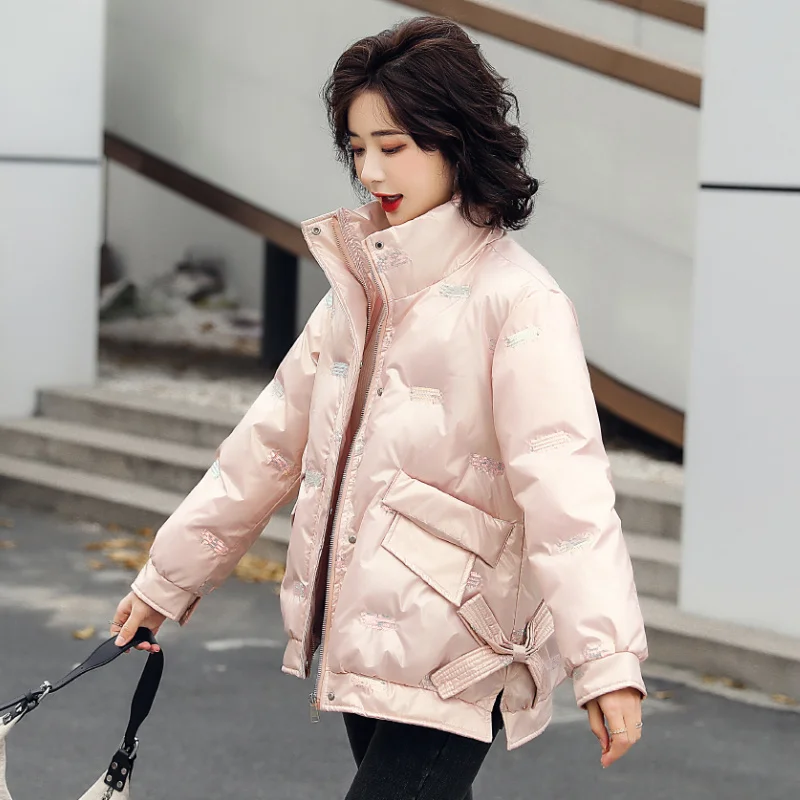 

Short Down Coat Glossy Cotton-Padded Coat For Women Autumn And Winter 2021 New Wash-Free Colorful Cotton Coat Cotton Jacket