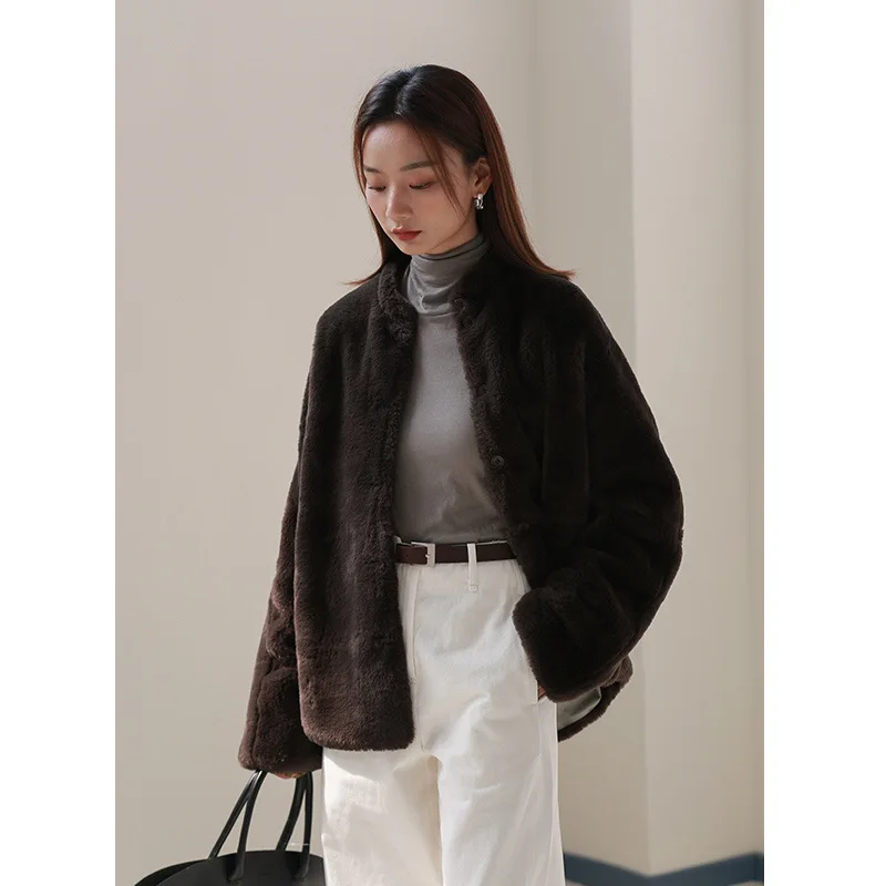 Модная женская зимняя однобортная куртка с круглым вырезом повседневные