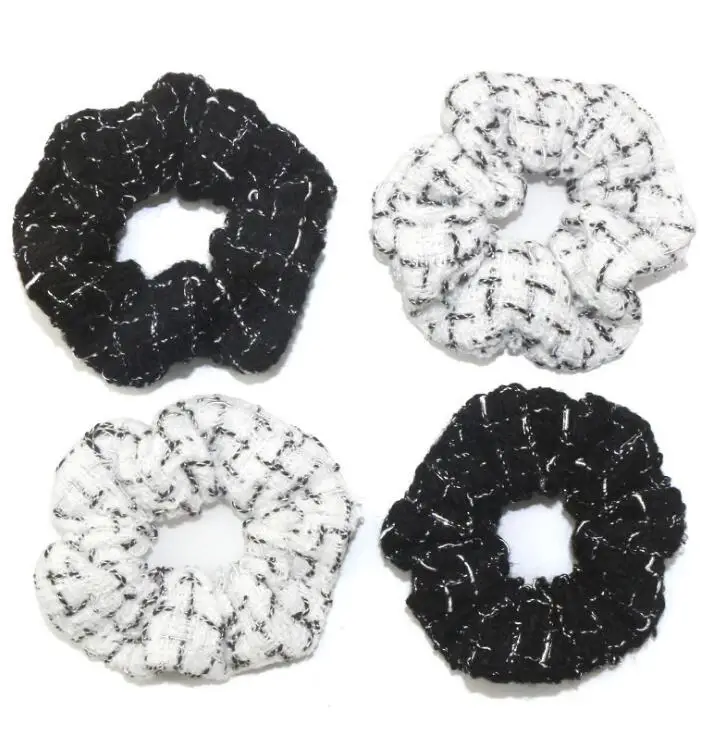 

2021 NEW 2PCS Women Scrunchies Hair Ties Accessories Fabric Elastic Band Knitting Scrunchies intestine hair ring