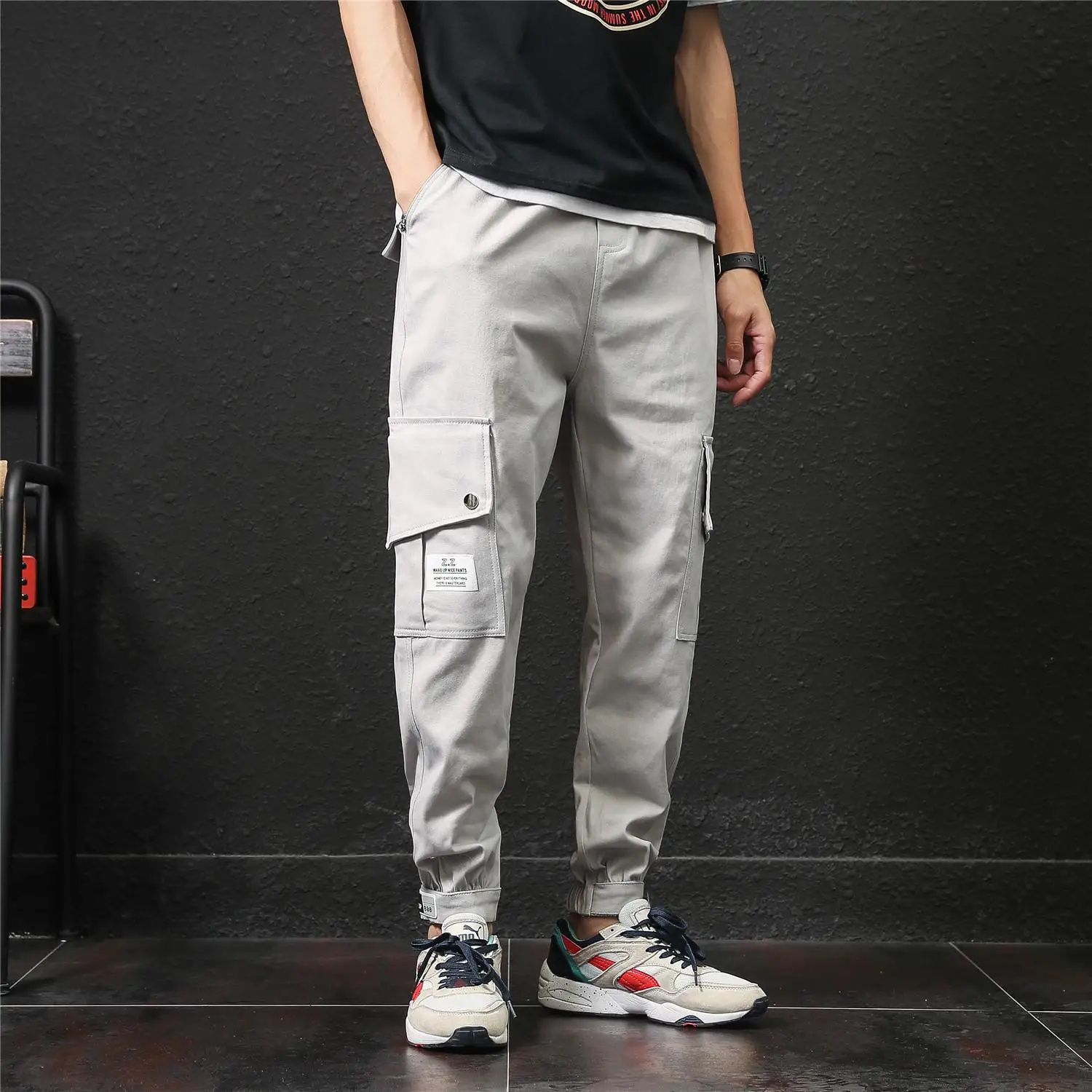 

Plain Color Multi Pockets Cargo Pants Tactical Pants Men Streetwear Casual Cargo Pants Military Style Trousers Plus Size