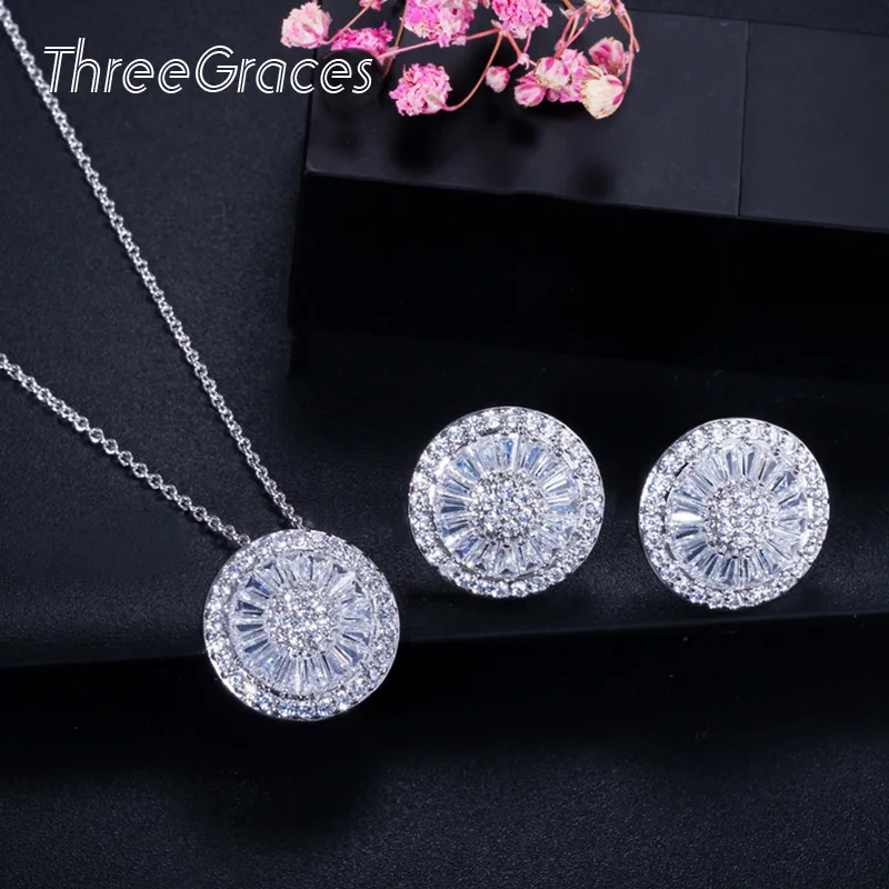 ThreeGraces Модные женские ювелирные изделия из фианита круглой формы с микро