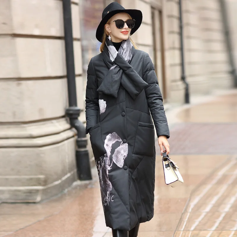 Genuine Leather Jacket Sheepskin Duck Down Winter Coat Women Korean Print Womens Clothing Chaqueta Mujer SM567-308 YY809 | Женская
